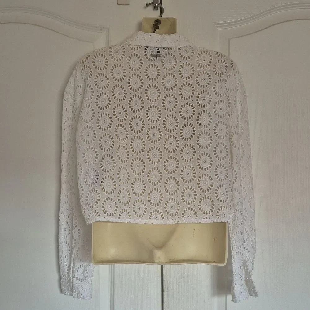 Guess White Embroidered Eyelet Button-Down Shirt - Picture 6 of 16